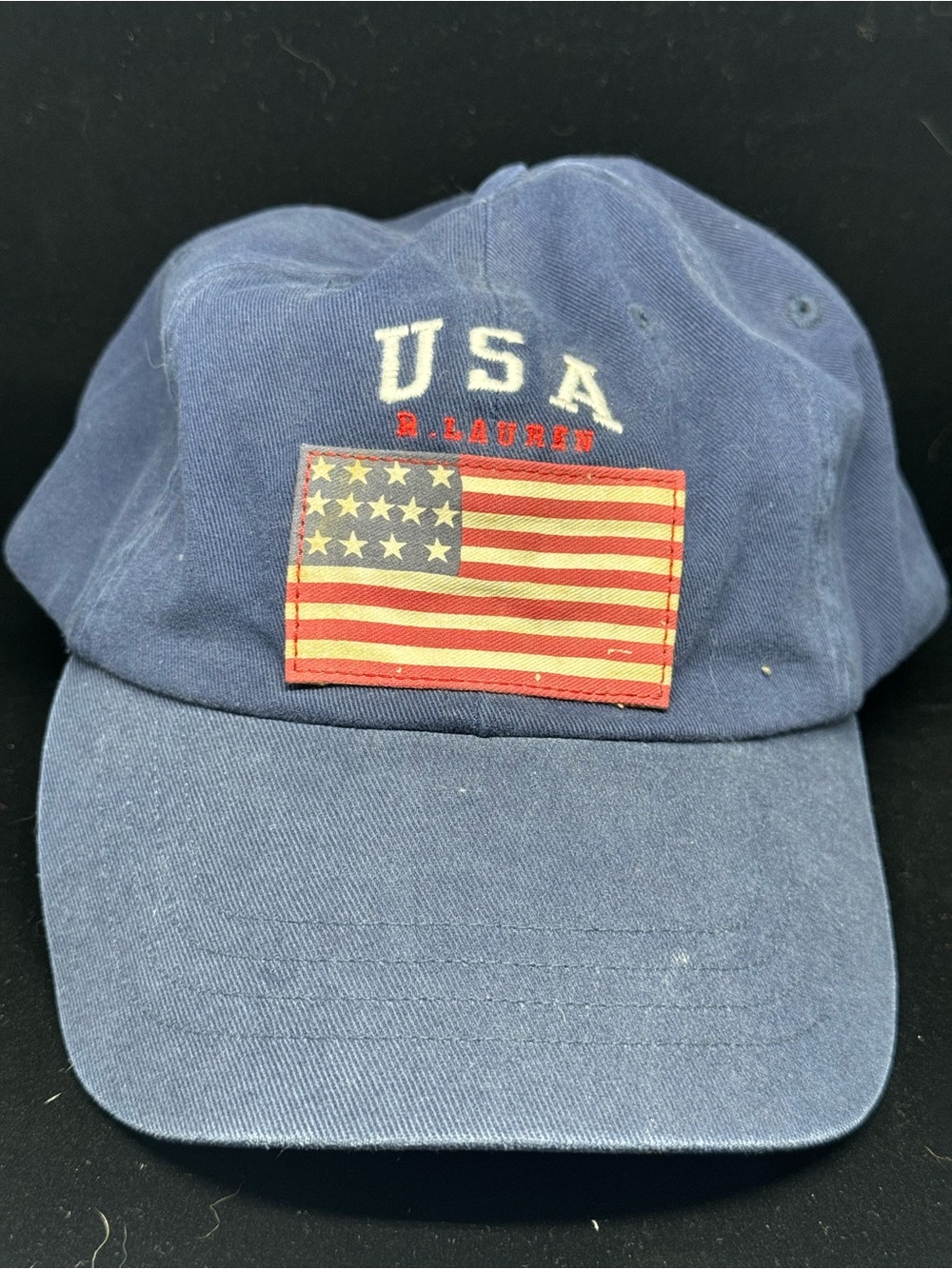 Vintage 1990s POLO RALPH LAUREN USA American Flag Pony Logo Strapback Cap Hat